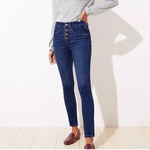 LOFT Modern High Rise Skinny Dark Blue Indigo Jeans